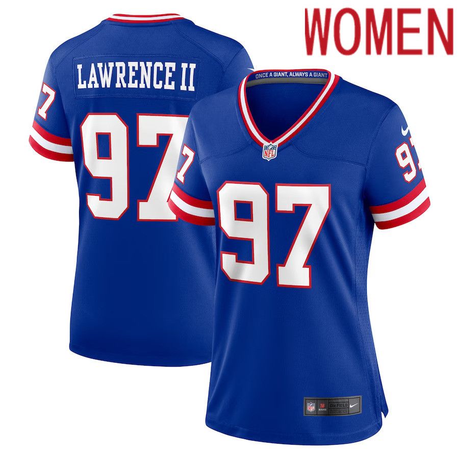 Women New York Giants 97 Dexter Lawrence II Nike Royal Classic Game Player NFL Jersey